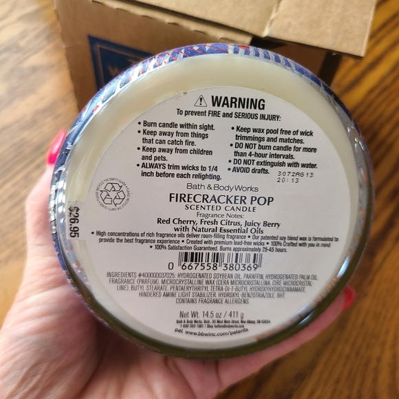 πBOGO 50% OFFππ―NWTβΌοΈBBW "Firecracker Pop" 3-wick Candle with Star Holder - Picture 13 of 15